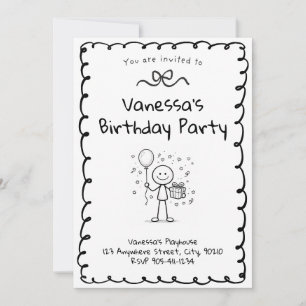 落書き誕生日招待状 - 簡単なイラスト招待 招待状