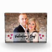 落書き赤ピンクハートバレンタインデーの写真 フォトブロック (正面)