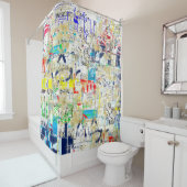 落書き通りの壁。グランジウォーラート,通り,バックグル シャワーカーテン (インサイチュ)