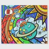 落書き通りアートレインボーウェザーファンキー漫画 ラッピングペーパー (フラット)