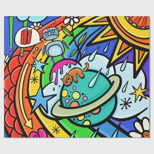 落書き通りアートレインボーウェザーファンキー漫画 ラッピングペーパー (フラット)