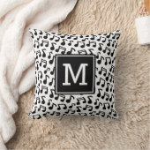落書き音楽は名前入りなモノグラムB/Wに注意します クッション (ブランケット)