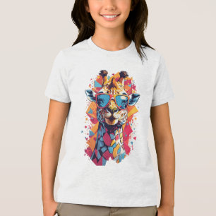 落書き風のキリンの肖像-58567 トライブレンドTシャツ