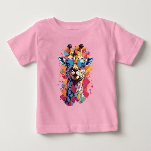 落書き風のキリンの肖像-58567 ベビーTシャツ (正面)