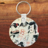 落書き風の猫グラフィティ猫・国芳浮世絵 キーホルダー (正面)