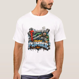 落書き風の配管工ツール ストリートアートデザイン Tシャツ