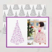 落書き スター ツリー パープル ホリデー カード (正面/裏面)