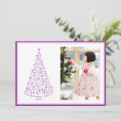 落書き スター ツリー パープル ホリデー カード (スタンド正面)