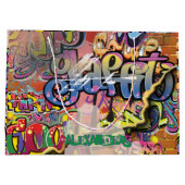 落書き、傷、またはレンガ色彩の鮮やかの落書き ラージペーパーバッグ (裏面)