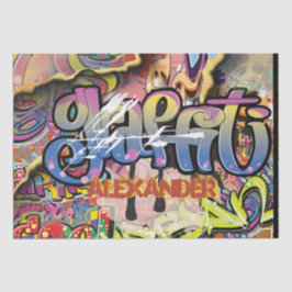 落書き、傷、またはレンガ色彩の鮮やかの落書き 薄葉紙