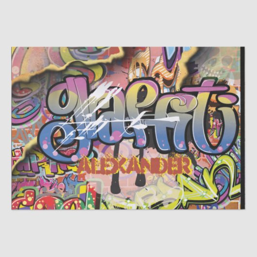 落書き、傷、またはレンガ色彩の鮮やかの落書き 薄葉紙 (正面)