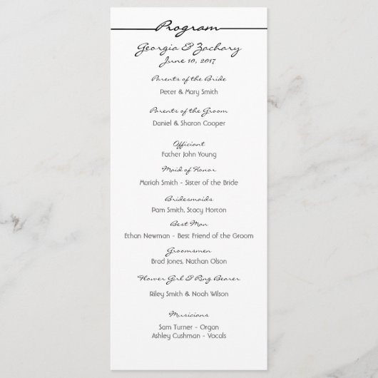 「落書き」結婚式 プログラム (正面)