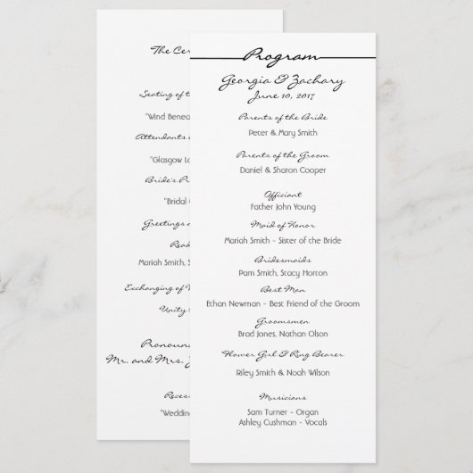 「落書き」結婚式 プログラム (正面/裏面)