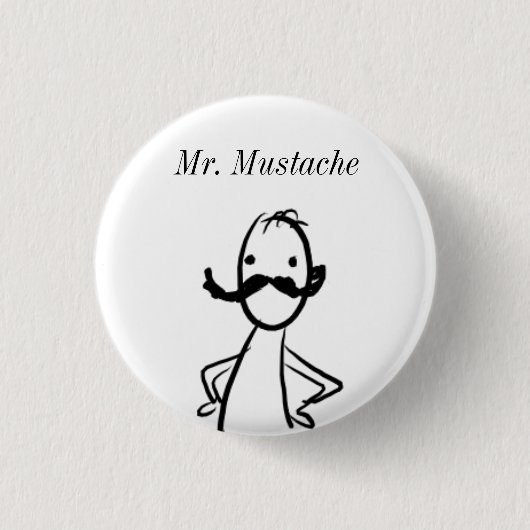 落書き、Mustache氏 缶バッジ (正面)