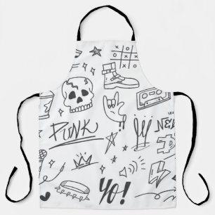 落書きDoodles:パンク音楽の落書き エプロン