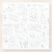 落書きDoodles：パンク音楽の落書き ガラスコースター (裏面)