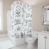 落書きDoodles：パンク音楽の落書き シャワーカーテン (インサイチュ)