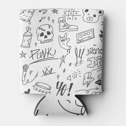 落書きDoodles：パンク音楽の落書き 缶クーラー (正面)