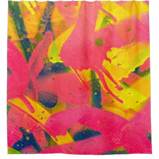 落書カラフルき。クローズアップ抽象芸術通りアート シャワーカーテン (正面)