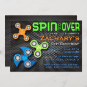 落着きのなさの紡績工の男の子の誕生日の招待状 招待状 (正面/裏面)