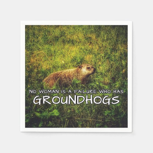 落第する女性は誰もGroundhogsナプキンを持っている スタンダードカクテルナプキン (正面)