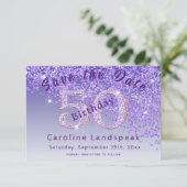 落紫グリッター50誕生日 セーブザデート (スタンド正面)