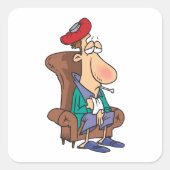 落胆した男の正方形のステッカー スクエアシール (正面)