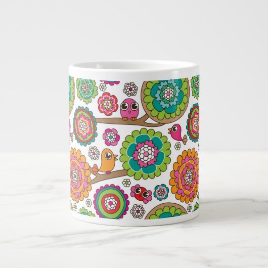 落花の背景模様 ジャンボコーヒーマグカップ (正面)