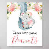 落花生のゾウの赤ちゃんシャワーのサインをいくつだと思う ポスター (正面)