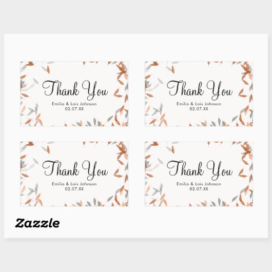 落葉素朴パンパスフローティング 長方形シール (シート)