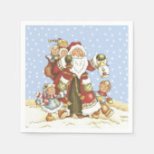 落雪のランタンの子どもサンタ スタンダードカクテルナプキン (正面)