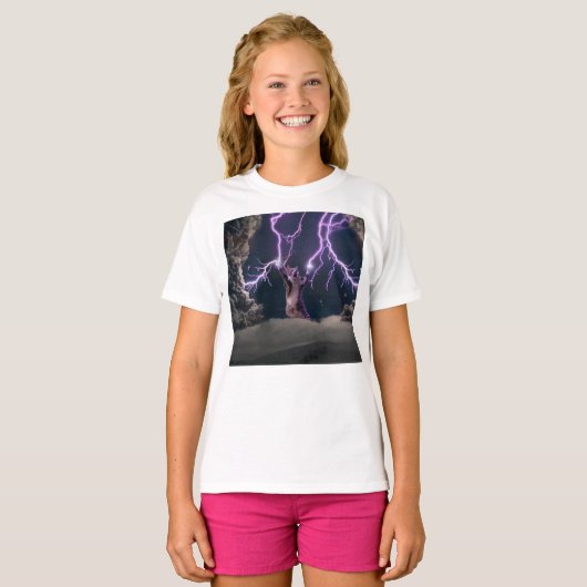 落雷した猫 Tシャツ (正面フル)