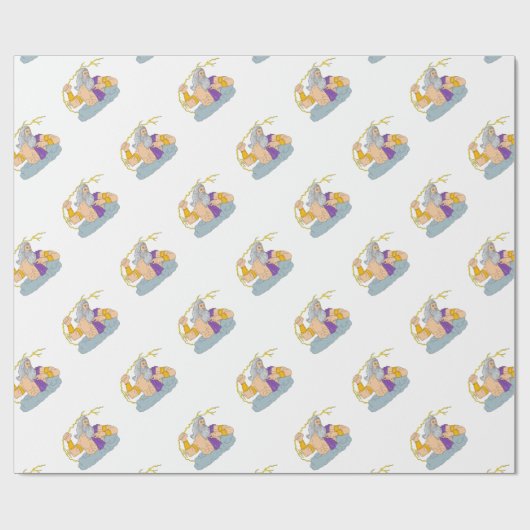 落雷の稲妻のスケッチを揮っているゼウス ラッピングペーパー (フラット)