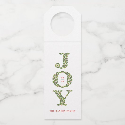 葉および果実の白いボトルのハンガーのラベル ボトルネックタグ (正面)