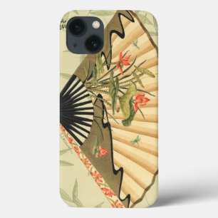 葉および花柄が付いている芸者ファン iPhone 13ケース