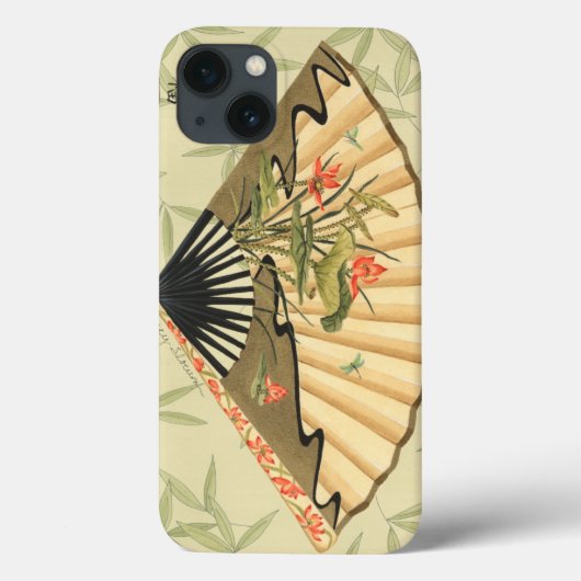 葉および花柄が付いている芸者ファン Case-Mate iPhoneケース (裏面)