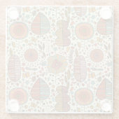 葉から成っている夏の花パターン ガラスコースター (裏面)