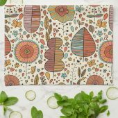 葉から成っている夏の花パターン キッチンタオル (折り畳み)