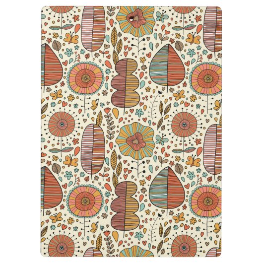 葉から成っている夏の花パターン クリップボード (裏面)