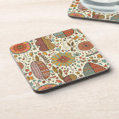 葉から成っている夏の花パターン コースター (左側)