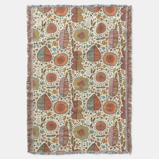 葉から成っている夏の花パターン スローブランケット (正面縦)