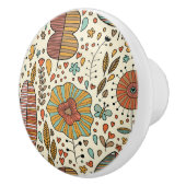 葉から成っている夏の花パターン セラミックノブ (右)