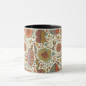 葉から成っている夏の花パターン マグカップ (中央)