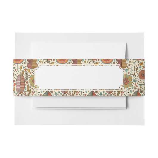 葉から成っている夏の花パターン 招待状ベリーバンド (正面例)