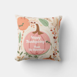 葉かわいらしとピンクのカボチャ感謝祭パーティー クッション