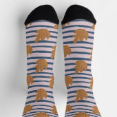 葉かわいらしストライプ秋継ぎ目なしパターン ソックス (上部)