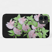 葉かわいらし付きピンク色の花フローラ Case-Mate iPhoneケース (裏面(横))