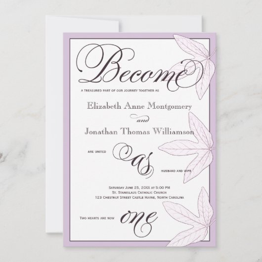 葉が一つになる クリスチャン結婚式招待状 招待状 (正面)