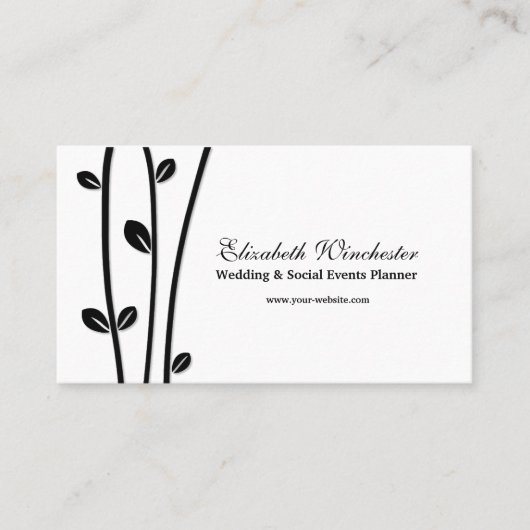 葉が付いた黒い枝 名刺 (正面)