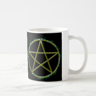 葉が付いている星形五角形 コーヒーマグカップ